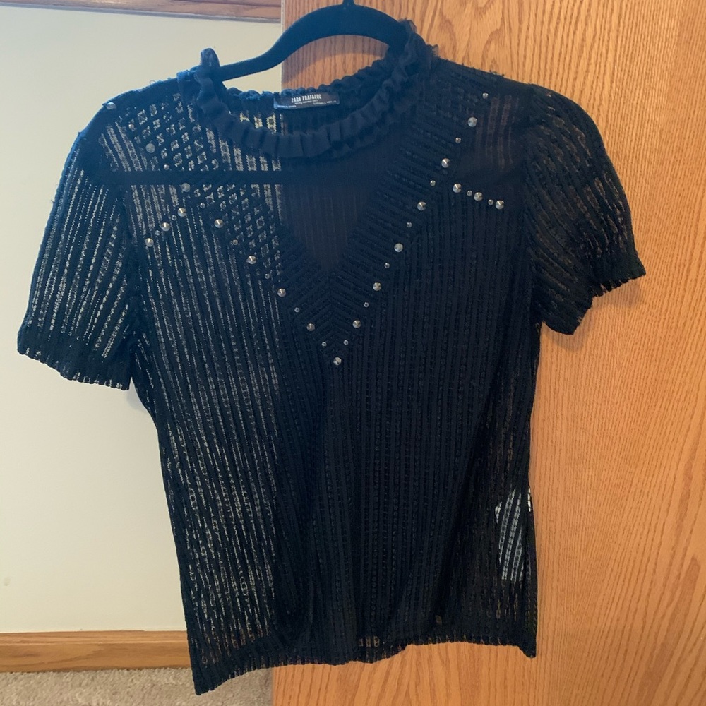 Zara women’s see thru black mesh top